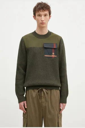 Baracuta Sweter wełniany Barbour x Baracut Miller Knit męski kolor ciepły BRMAG0191
