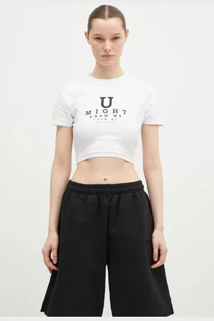 Vetements T-shirt bawełniany U Might Know Me Cropped Fitted damski kolor WA66TR750W