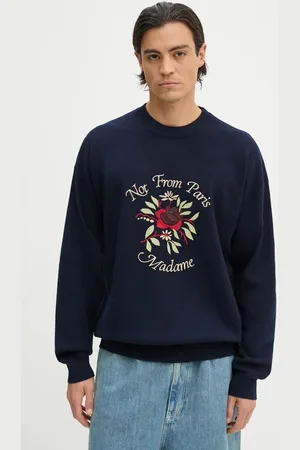 Drôle de Monsieur Sweter wełniany Le Maille Slogan Fleurs kolor E.PO162.WO007.NY Le Maille Slogan Fleurs