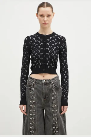 Marine Serre Kardigan Moon Strass Knit Fitted Cardigan damski kolor lekki WTK011A.RKNI0001