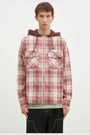 ICECREAM Koszula z domieszką wełny Hooded Flannel Zip Through kolor relaxed IC24435