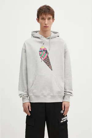 ICECREAM Bluza bawełniana Cone Man Popover Hood męska kolor z kapturem z nadrukiem IC24487