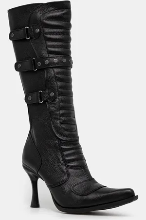 Vetements Kozaki skórzane Biker Boots damskie kolor na szpilce WA66BO110B