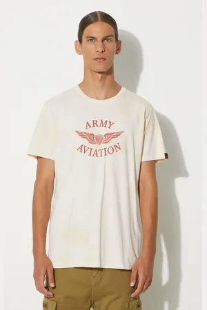 Alpha Industries T-shirt bawełniany Vintage Aviation kolor z nadrukiem 106515.18-POMARANCZO