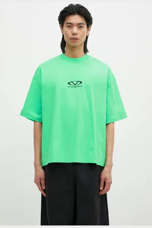 Vetements T-shirt bawełniany Oval Logo Cropped Boxy męski kolor z nadrukiem UA66TR600E