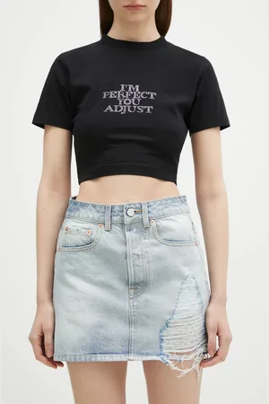 Vetements Spódnica jeansowa Destroyed Denim Mini kolor mini prosta WA66SK500L