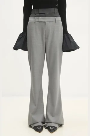 Sportmax Spodnie wełniane Lince kolor dzwony high waist 2422136072600