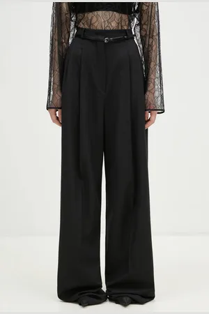 Sportmax Spodnie wełniane Kiens12 kolor proste high waist 2422136022600