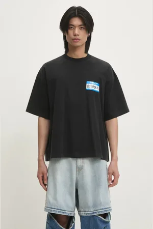 Vetements T-shirt bawełniany My Name Sticker Cropped Boxy kolor z nadrukiem UA66TR710B