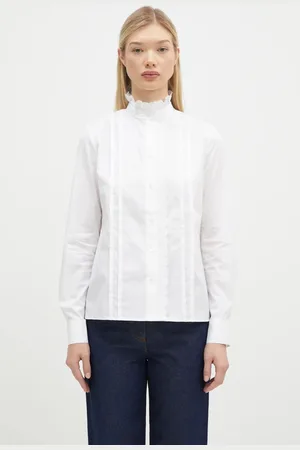 Maison Kitsuné Koszula bawełniana Craft Embroidery damska kolor regular ze stójką NW00414WC5010