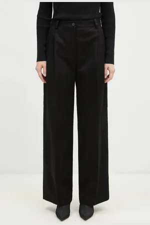 Maison Kitsuné Spodnie bawełniane Double Pleated kolor szerokie high waist NW01110WW0122