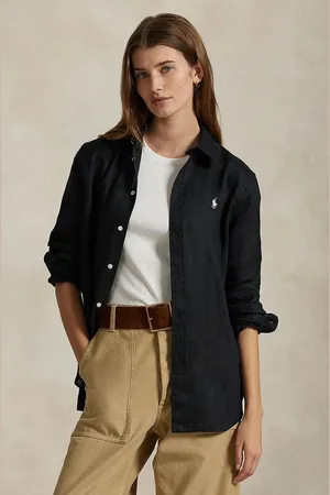 Ralph Lauren Koszula lniana kolor regular z kołnierzykiem klasycznym 211970730
