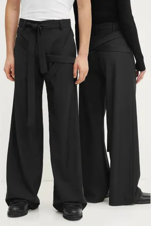 HELIOT EMIL Spodnie z domieszką wełny kolor szerokie high waist AW24.M.10.182.BLK01