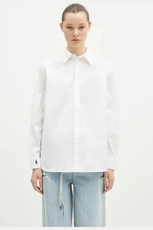 Ralph Lauren Koszula bawełniana Long Sleeve Light Shirt damska kolor relaxed z kołnierzykiem klasycznym 211968219