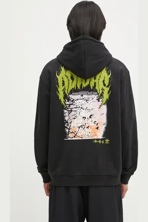 adidas Bluza bawełniana Q12 TS DEATH ho męska kolor z kapturem z nadrukiem JN5703