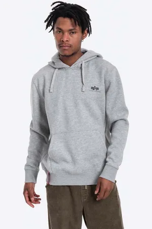 Alpha Industries Bluza Basic męska kolor z kapturem z nadrukiem 196318.17-GRAFITOWY