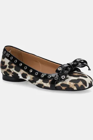 Ganni Baleriny Eyelets Bow Ballerina Satin Print kolor S2889