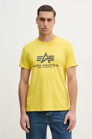 Alpha Industries T-shirt bawełniany kolor z nadrukiem 100501.465-ZOLTY