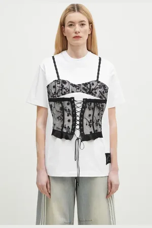 Andersson Bell T-shirt bawełniany Lace Corset Oversized damski kolor atb1268w
