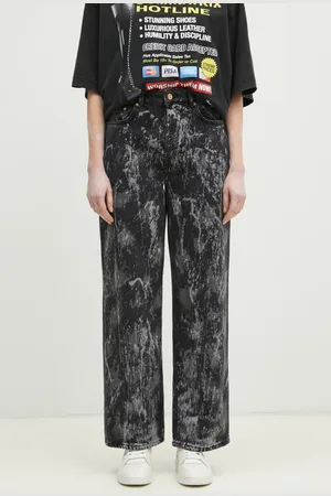 Ganni Jeansy bawełniane Heavy Denim Izey damskie high waist J1595