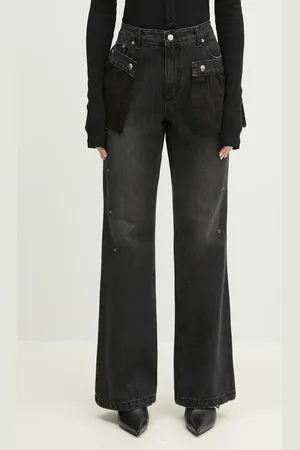Andersson Bell Jeansy Flower Lace Attached Bootcut damskie high waist apa796w