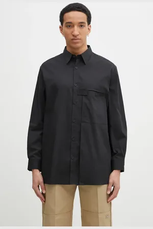 Y-3 Koszula Pleated Pocket Shirt męska kolor relaxed z kołnierzykiem klasycznym JI7082
