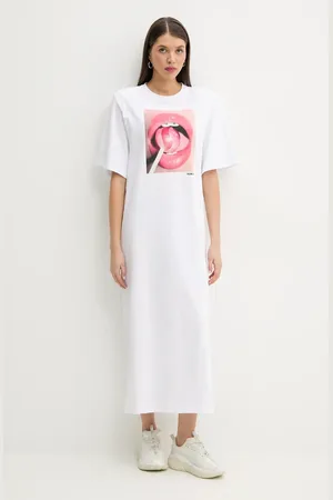Fiorucci Sukienka bawełniana Lollipop Mouth Print Maxi T-Dress kolor maxi prosta W02SPDTS108CJ01WH03
