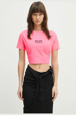 Vetements T-shirt Oval Logo Cropped Fitted damski kolor WA66TR700H