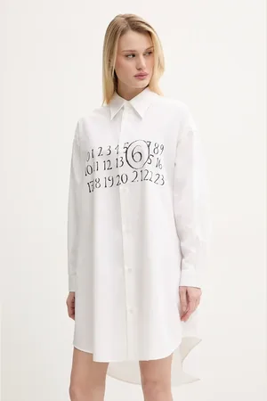 Maison Margiela Sukienka bawełniana kolor mini oversize S52CT0787.M35152
