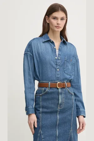 Ralph Lauren Koszula jeansowa damska kolor relaxed z kołnierzykiem klasycznym 211969398