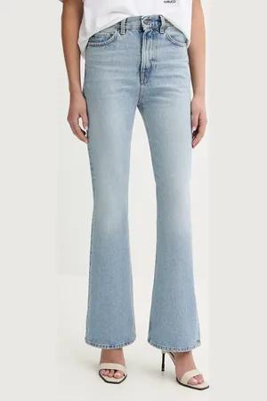 Fiorucci Jeansy Faded Heart Pocket Flared Jeans damskie high waist U02SPDJE075DN01DN01