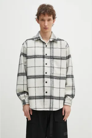 Mki Miyuki-Zoku Koszula z domieszką wełny Check Flannel Shirt męska kolor relaxed z kołnierzykiem klasycznym CHECK.FLANNEL.SHIRT.OFF