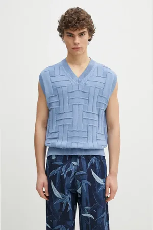Kenzo Kamizelka bawełniana Weave męski kolor FF55PU7073CB.64