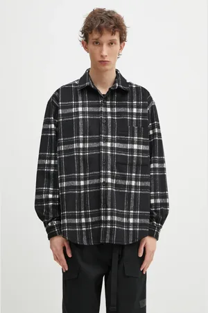 Mki Miyuki-Zoku Koszula z domieszką wełny Check Flannel Shirt męska kolor relaxed z kołnierzykiem klasycznym CHECK.FLANNEL.SHIRT.BLA