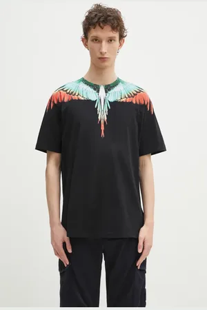 MARCELO BURLON T-shirt bawełniany Icon Wings Basic T-Shirt Black Multicolo męski kolor z nadrukiem CMAA056S25JER0011084