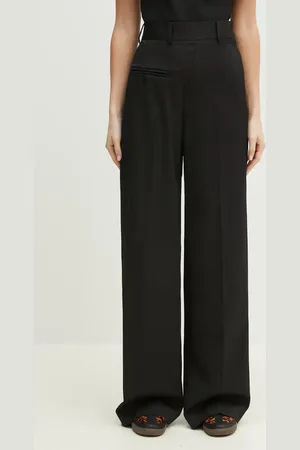 Maison Margiela Spodnie z domieszką wełny damskie kolor proste high waist S52KA0516