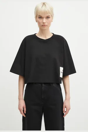 Fiorucci T-shirt bawełniany Logo Label Cropped Padded damski kolor U02SPTSH106CJ01BK01