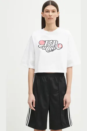 Fiorucci T-shirt bawełniany Curly Lollipop Logo Cropped Padded damski kolor U02SPTSH106CJ01WH01