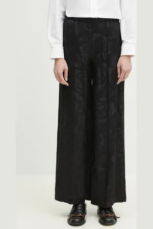 Kenzo Spodnie jedwabne damskie kolor szerokie high waist FF52PA0849JR.99