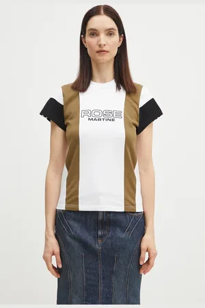 MARTINE ROSE T-shirt bawełniany Shrunken Panelled damski kolor 652JE01000D
