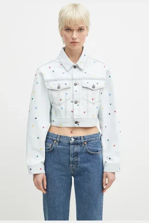 Fiorucci Kurtka jeansowa bawełniana Confetti Dot Cropped Denim kolor przejściowa W02SPDJA308DN03DN08