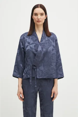 Kenzo Marynarka z domieszką lnu kolor oversize wzorzysta FF52VE0329JG.67