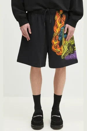 MARCELO BURLON Szorty bawełniane County Flame Comfy Sweatshort Black Red męskie kolor CMCI012S25FLE0031025