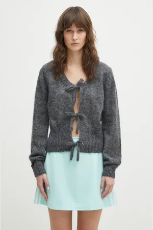 Ganni Kardigan wełniany Light Mohair Tie String Cardigan damski kolor lekki K2411