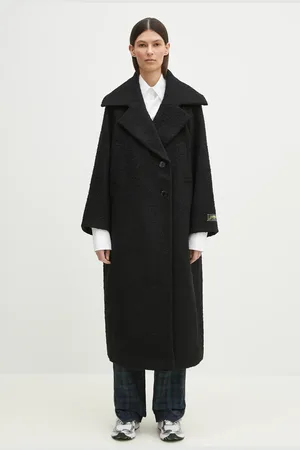 Ganni Płaszcz z domieszką wełny Textured Boucle Wool damski kolor przejściowy oversize W0024