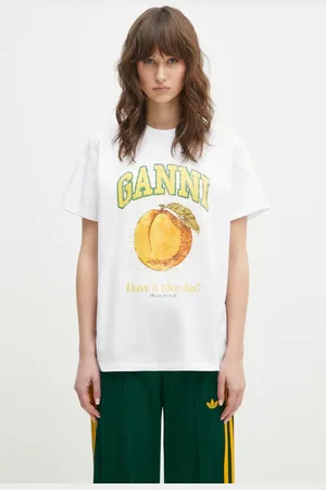 Ganni T-shirt bawełniany Basic Jersey Peach Relaxed damski kolor T3529