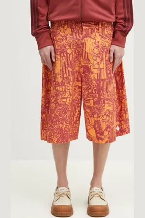 MARCELO BURLON Szorty bawełniane Aop Mech Pajama Shorts Orange Burgundy męskie kolor CMCB00AS25FAB0012028