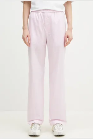 Fiorucci Spodnie bawełniane Gingham Logo kolor szerokie high waist U02SPBPA299CO01PN02
