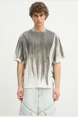MARCELO BURLON T-shirt bawełniany Fire Heart Spray Boxy T-Shirt Ecru Mediu męski kolor wzorzysty CMAA05AS25JER0096F06