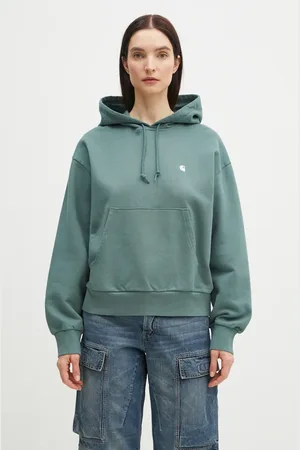 Carhartt Bluza bawełniana Hooded Casey Sweatshirt damska kolor z kapturem gładka I032644